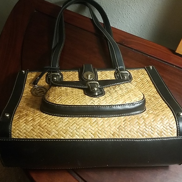 Aigner straw and faux leather bag. - Picture 1 of 5